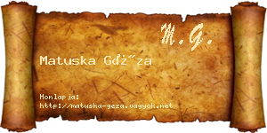 Matuska Géza névjegykártya